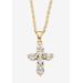 Women's Birthstone Goldtone Cross Pendant Necklace by PalmBeach Jewelry in April