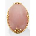 Women's Cabochon Cut Rose Quartz 18K Gold-Plated Cocktail Ring by PalmBeach Jewelry in Pink (Size 8)