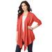 Plus Size Women's Fine-Gauge Handkerchief Hem Cardigan by Roaman's in Desert Rose (Size 6X) Sweater