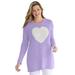 Plus Size Women's Motif Sweater by Woman Within in Soft Iris Heart (Size 2X) Pullover