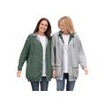 Plus Size Women's Fleece Nylon Reversible Jacket by Woman Within in Pine Heather Grey (Size L) Rain Jacket