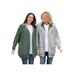 Plus Size Women's Fleece Nylon Reversible Jacket by Woman Within in Pine Heather Grey (Size L) Rain Jacket