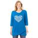 Plus Size Women's Marled Tulip Hem Layered Tunic by Woman Within in Vibrant Blue Heart Placement (Size 22/24)