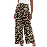 Plus Size Women's Stretch Knit Wide Leg Pant by The London Collection in Natural Abstract Zebra (Size 22/24) Wrinkle Resistant Pull-On Stretch Knit