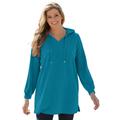 Plus Size Women's Rib Knit Hooded Sweatshirt by Woman Within in Deep Teal (Size 1X)