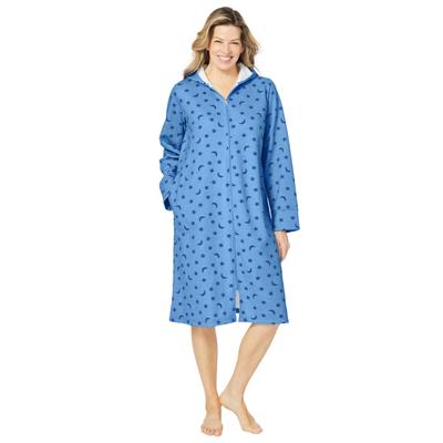 Plus Size Women's Short Hooded Sweatshirt Robe by Dreams & Co. in French Blue Star Moon (Size 2X)