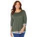 Plus Size Women's Impossibly Soft Duet Tunic by Catherines in Olive Green Paisley (Size 4X)