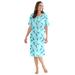 Plus Size Women's Print Sleepshirt by Dreams & Co. in Pale Ocean Cat (Size 5X/6X) Nightgown