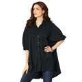 Plus Size Women's Button-Down Textured Knit Tunic. by Roaman's in Black (Size 26/28)