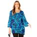 Plus Size Women's Art-To-Wear Blouse by Catherines in Dark Sapphire Petals (Size 6X)