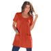 Plus Size Women's Two-Pocket Soft Knit Tunic by Roaman's in Copper Red (Size 2X) Long T-Shirt