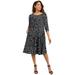 Plus Size Women's Three-Quarter Sleeve T-shirt Dress by Jessica London in Black Giraffe Print (Size 18 W)