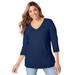 Plus Size Women's Layered Knit Top by Jessica London in Navy (Size M)