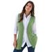 Plus Size Women's Fine Gauge Drop Needle Sweater Vest by Roaman's in Green Sage (Size 6X)