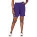 Plus Size Women's Soft Ease Knit Shorts by Jessica London in Midnight Violet (Size L)