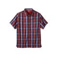 Men's Big & Tall Short-Sleeve Plaid Sport Shirt by KingSize in Azure Blue Plaid (Size 5XL)