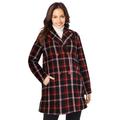 Plus Size Women's A-Line Wool Peacoat by Jessica London in Classic Red Shadow Plaid (Size 26) Winter Wool Double Breasted Coat
