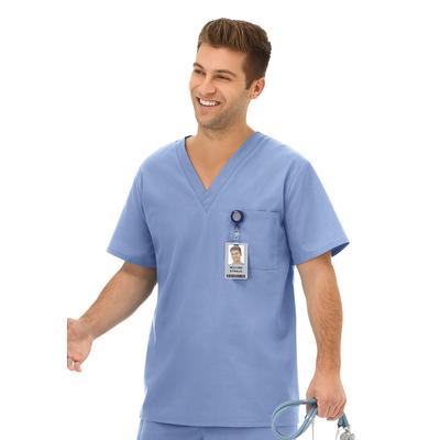 Men's Big & Tall Unisex One Pocket Scrub Top by Fundamentals in Ceil (Size XL)