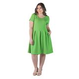 Plus Size Scoop Neck Knee Length Pleated Pocket Dress