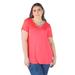 Plus Size Womens V Neck Criss Cross Neckline T Shirt Tunic Top