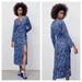 Zara Dresses | New Blue Floral Print Sz Small Church Office Belted Silky Midi Dress | Color: Blue/Pink | Size: S