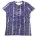 Michael Kors Tops | 3/49 Michael Kors Cotton Snakeskin Blue Logo Embellished T-Shirt Top Size Small | Color: Blue/White | Size: S