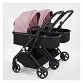 Double Infant Stroller Baby Stroller Twins-Cozy Compact Twin Stroller,Twin Baby Pram Stroller,Oversized Canopy, Double Seat Tandem Stroller with Tandem Seating，Easy Foldable (Color : Pink-1)