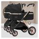 Tandem Double Baby Stroller & Toddler Stroller,Twin Baby Pram Stroller Double Infant Stroller Toddler Stroller for Twins Side by Side,Foldable Double Seat Tandem Stroller Pushchair (Color : Nero)