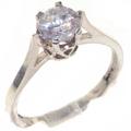 925 Solid Sterling Silver Cubic Zirconia Solitaire Ring - Size O 1/2
