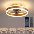 AiPaiTe Ceiling Fan with 50 Watt Modern Ceiling Light, Adjustable Wind Speed Quiet Fan Light with Remote Control Ceiling Lamp for Bedroom, Living Room, Office, Dining Room, Dimmable (Golden)