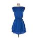 H&M Casual Dress - Mini Crew Neck Sleeveless: Blue Print Dresses - Women's Size 4