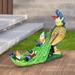 Exhart Peacock Garden Statue w/ Gnomes, Hand Painted, UV-Treated Resin, 12 X 10 Inches Resin/ in Blue/Brown/Green | Wayfair 76736-RS