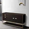 Everly Quinn Nordic Light Luxury Leather Dining Side Cabinet Porch Cabinet Simple Post-Modern Living Room Dining Room Side Cabinet Tea Water Cabinet Multi-Function Wood | Wayfair