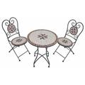 Mosaik Gartentisch Set 3 teilig Balkonmöbel Mosaiktisch mit 2 Stühlen, Schmiedeeisen Keramik, DxH