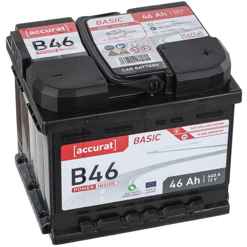12V 46Ah Autobatterie Starterbatterie Batterie kfz statt 42Ah 44Ah 45Ah - Accurat