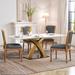 Moasis Modern 5-Piece Dining Set with faux Marble Dining Table