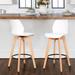 26" Swivel Upholstered Counter Stools w/ Solid Wood Legs - 36.22" H x 16.54" W x 18.11" D