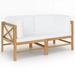 Tomshoo 2-seater Patio Bench with Cushions Solid Teak Wood