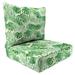 Jordan Manufacturing 46.5 x 24 Bryann Tortoise Green Tropical Rectangular Outdoor Deep Seating Chair Seat and Back Cushion with Welt