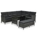 vidaXL Patio Lounge Set 3 Piece with Cushions Poly Rattan Chair Multi Colors