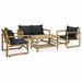 Tomshoo 4 Piece Patio Set with Cushions Bamboo