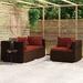 Tomshoo 3 Piece Patio Set with Cushions Brown Poly Rattan