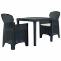 Tomshoo 3 Piece Bistro Set Anthracite Rattan Look