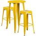 Flash Furniture Douglas Commercial Grade 24 Round Yellow Metal Indoor-Outdoor Bar Table Set with 2 Square Seat Backless Stools
