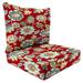 Jordan Manufacturing 46.5 x 24 Daelyn Cherry Red Floral Rectangular Outdoor Deep Seating Chair Seat and Back Cushion with Welt