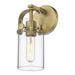 Innovations Lighting Pilaster II Cylinder - 1 Light 7 Wall-Mounted Sconce Clear/Brushed Brass