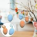 Dengjunhu 24Pcs Hanging Foam Plush Easter Eggs Speckled Eggs Ornaments Decorative Easter Eggs in Transparent Packing Box for Easter Tree Decorations Basket Filler