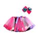 Summer Savings Clearance! Edvintorg 2-11Years Girl Outfit Set Toddler Baby Girls Clothes Cute Rainbow Net Yarn Princess Skirt Multi-Color Skirt Bow Hairpin Suit Children Costume Girls