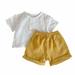 Summer Savings Clearance! Edvintorg 0-4 Years 2Pcs Summer Kids Clothing Sets Children s Clothing Girls Solid Color Crepe Gauze T-Shirt Short Sleeve Shorts With Pocket Tracksuits Child Loungewear