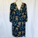 J. Crew Dresses | J. Crew // Navy, Yellow Floral Print Wrap Long Sleeves Dress Sz 00 | Color: Blue/Yellow | Size: 00